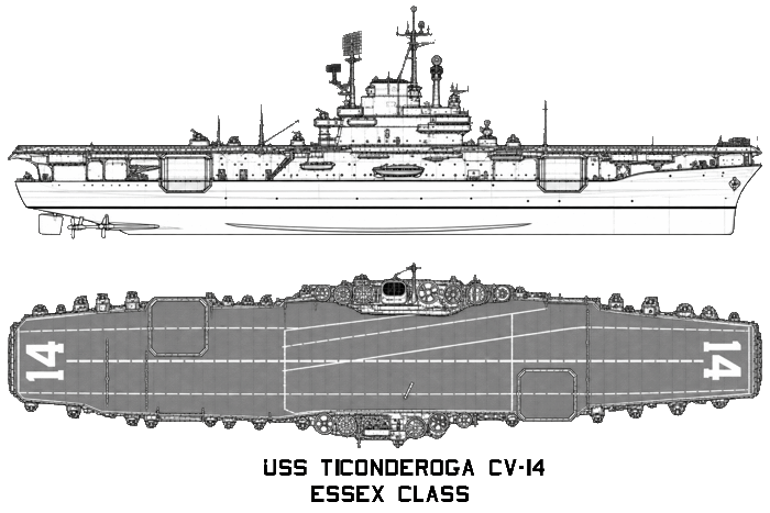 USS Ticonderoga CV-14 a Essex class carrier