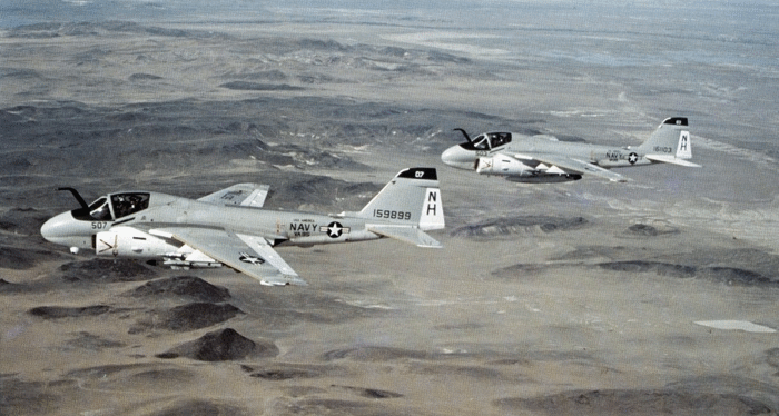 VA-95 Green Lizard A-6E Intruders In Flight 1981