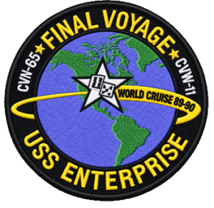 CVN-65 USS Enterprise "Final Voyage" World Cruise Patch circa 1989-1990