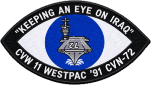 CVN-72 USS Abraham Lincoln "Keeping An Eye On Iraq" World Cruise Patch circa 1991